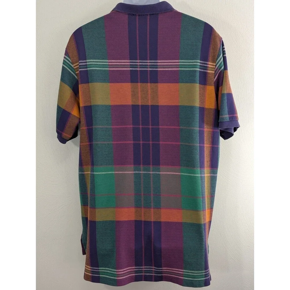 Polo Ralph Lauren Vintage 1980's Plaid Polo Shirt XL USA FLAWED RARE See Photos